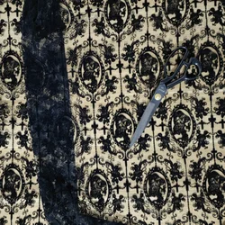 Black Lace Fabric Lolita Style Mesh Fabric DIY women's Haute Couture Mesh Material Accessories Flocking Fabric Background Cloth