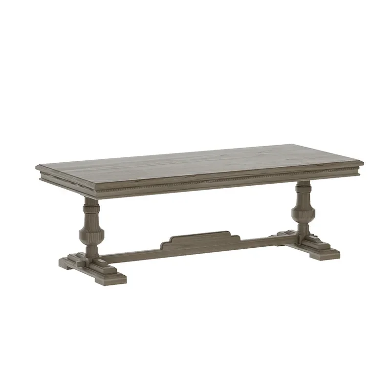 American country solid wood dining table, French weathered white retro dining table
