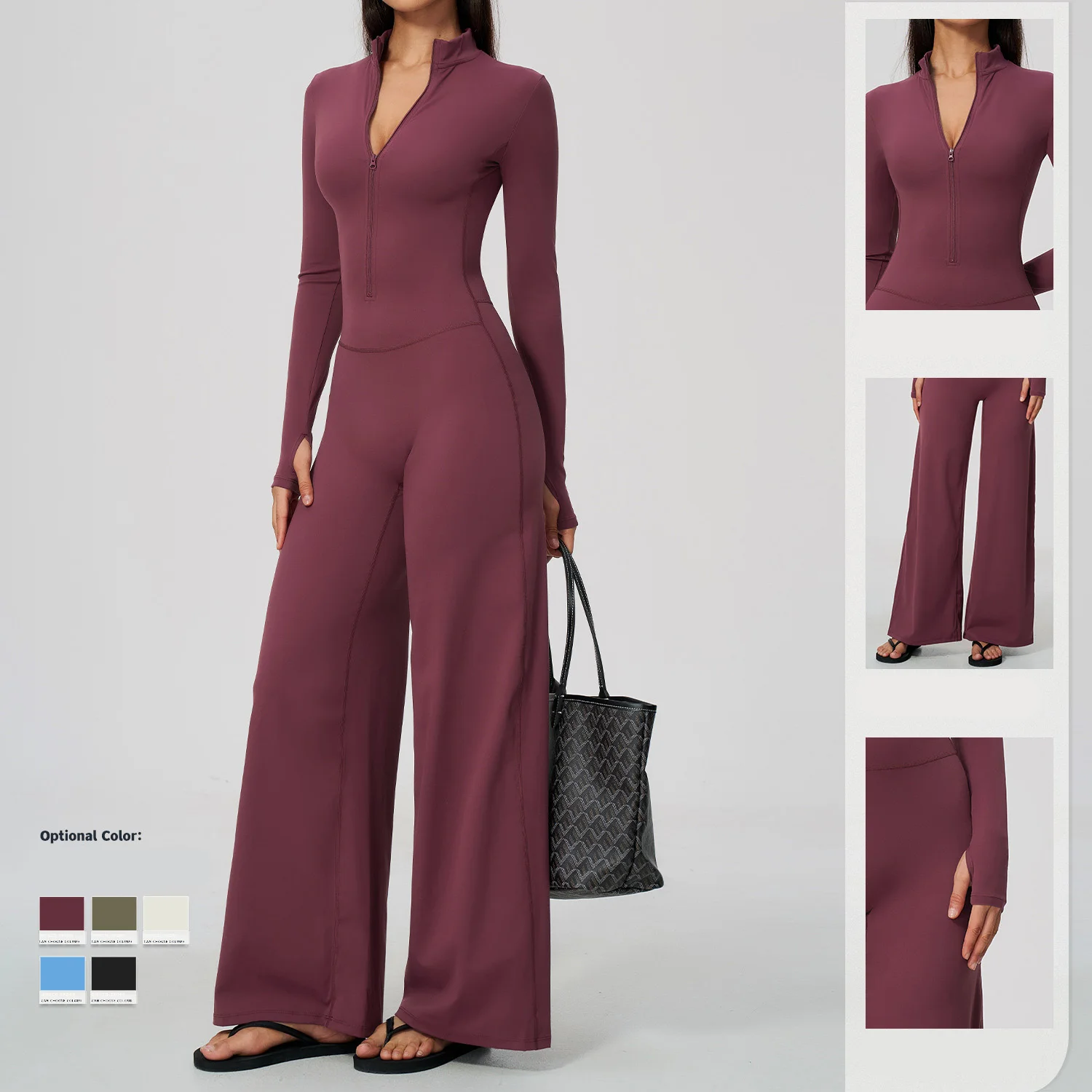 Sexy Yoga Jumpsuits Sports Overalls One-Piece Women's Tracksuits Long Sleeves Women's Wide-Leg Sports Running Fitness Suit
