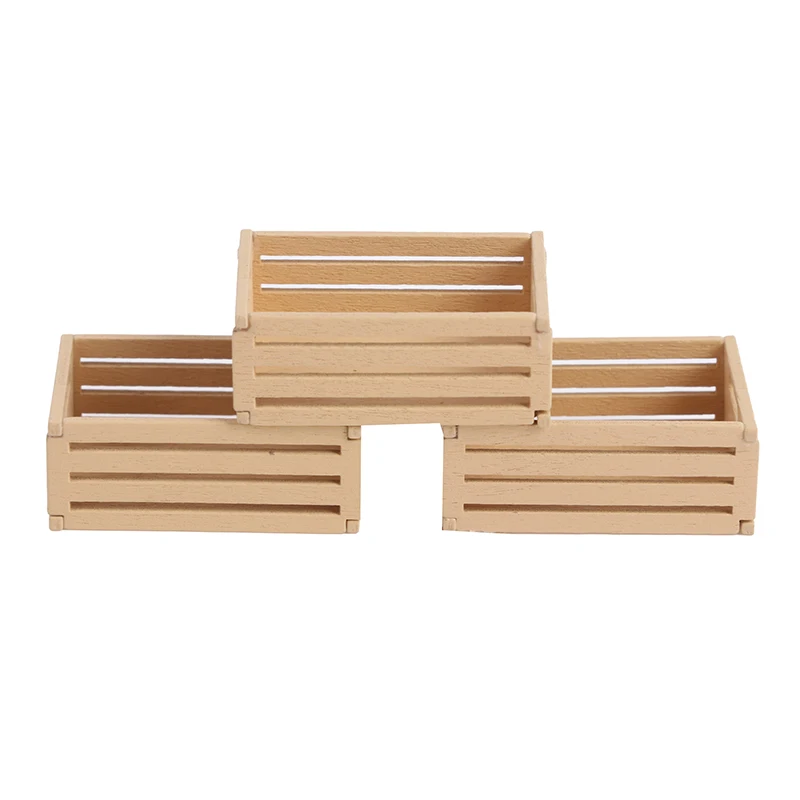 3 stks poppenhuis miniatuur mini houten fruitframe voor 1:12 poppenhuis decor