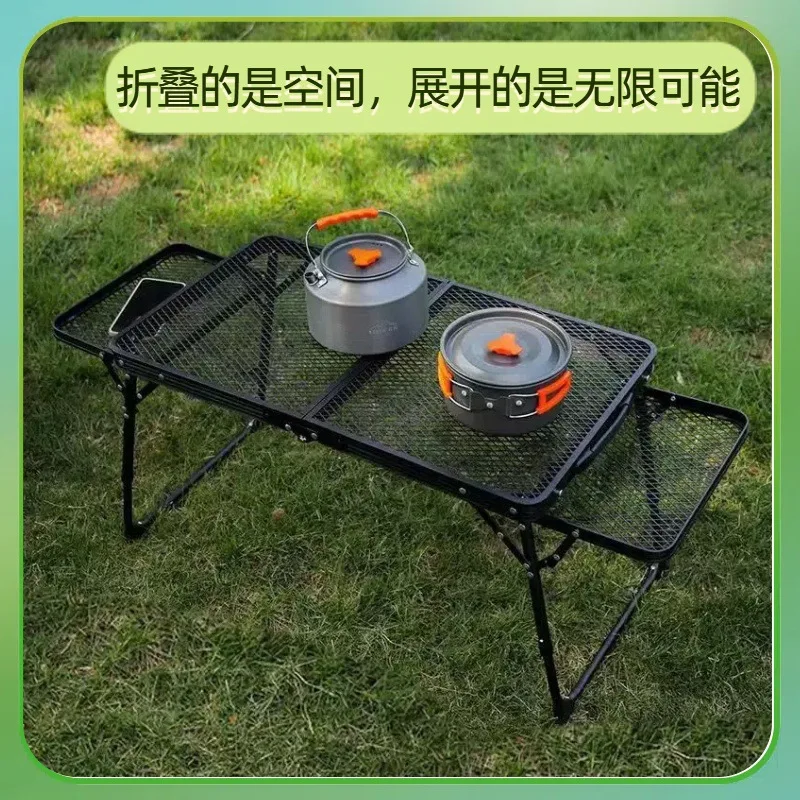 Outdoor Grid Folding Table Chair Set Portable Storage Camping Desk Lightweight Counter For Field BBQ Picnic