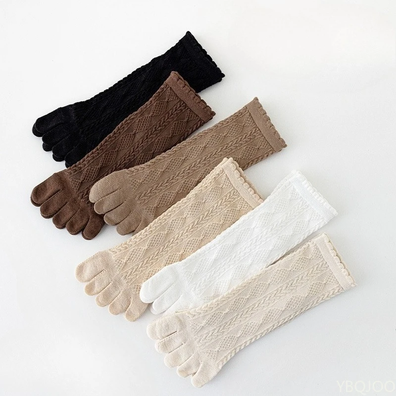 6 Paar modische, vielseitige, hochwertige Sportsocken, Sommer-Mesh-Socken für Damen, bestickte Blumenkomfort-Fünf-Finger-Socken