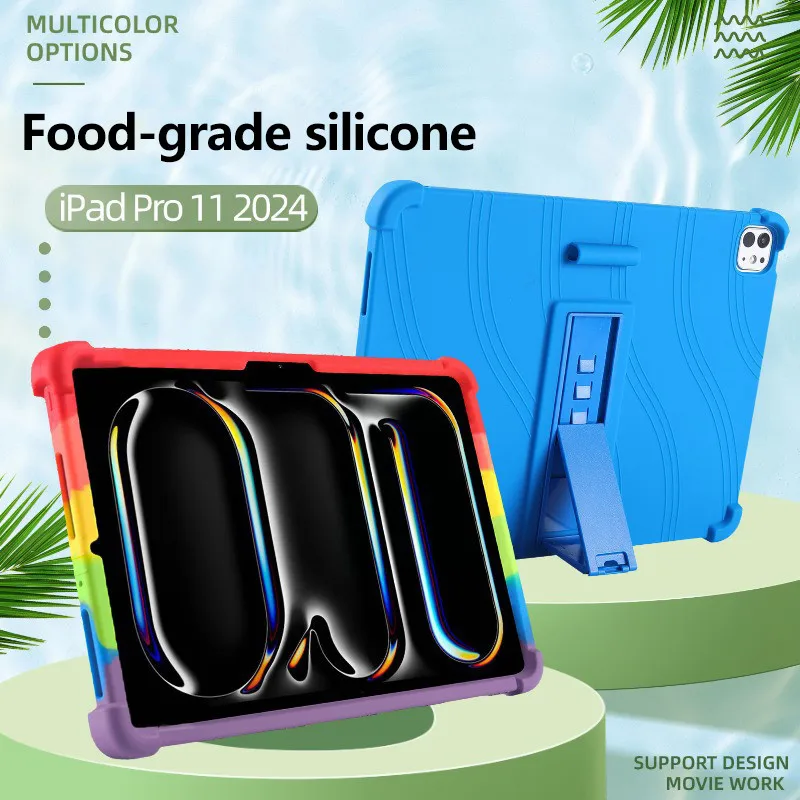 

Silicone Stand Case For iPad Pro 11 2024 5th Air 11 6 5 4 3Pro 2 1 Pro11 10th 10.9 10.2 9.7 Mini 2024 Mini 7 6 Shockproof Cover