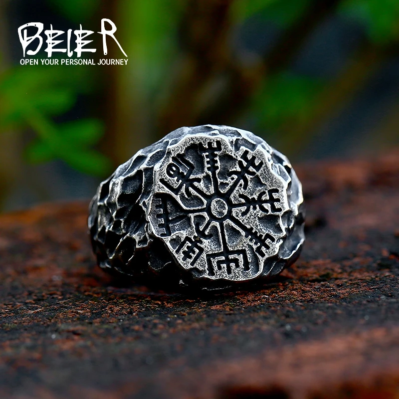 BEIER 316L Stainless Steel Punk Vintage Viking Rune Fashion Men Ring Jewelry Wholesale Gift Drop shipping BR8-1075