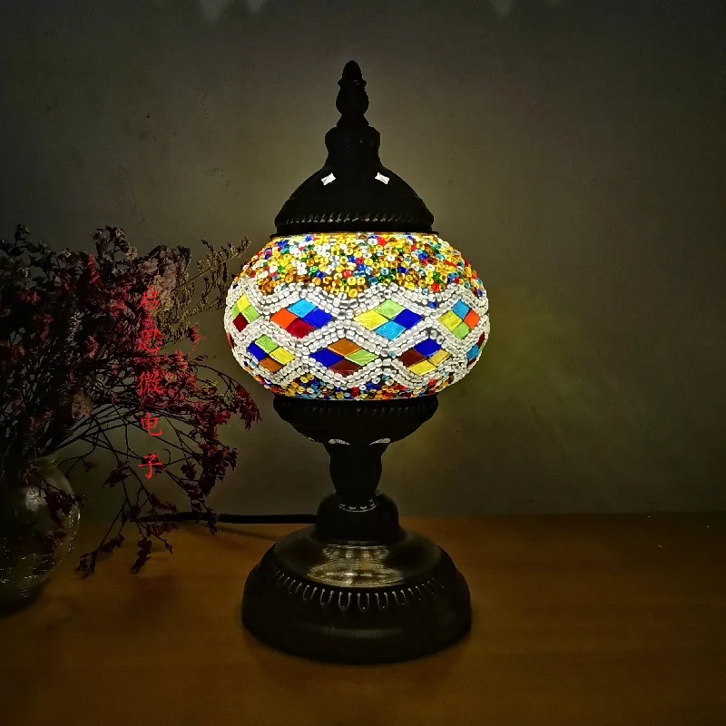 Newest style E14 Hand-inlaid glass mosaic bedroom living room decorative Table Lamps of Mediterranean style Turkish Lamps