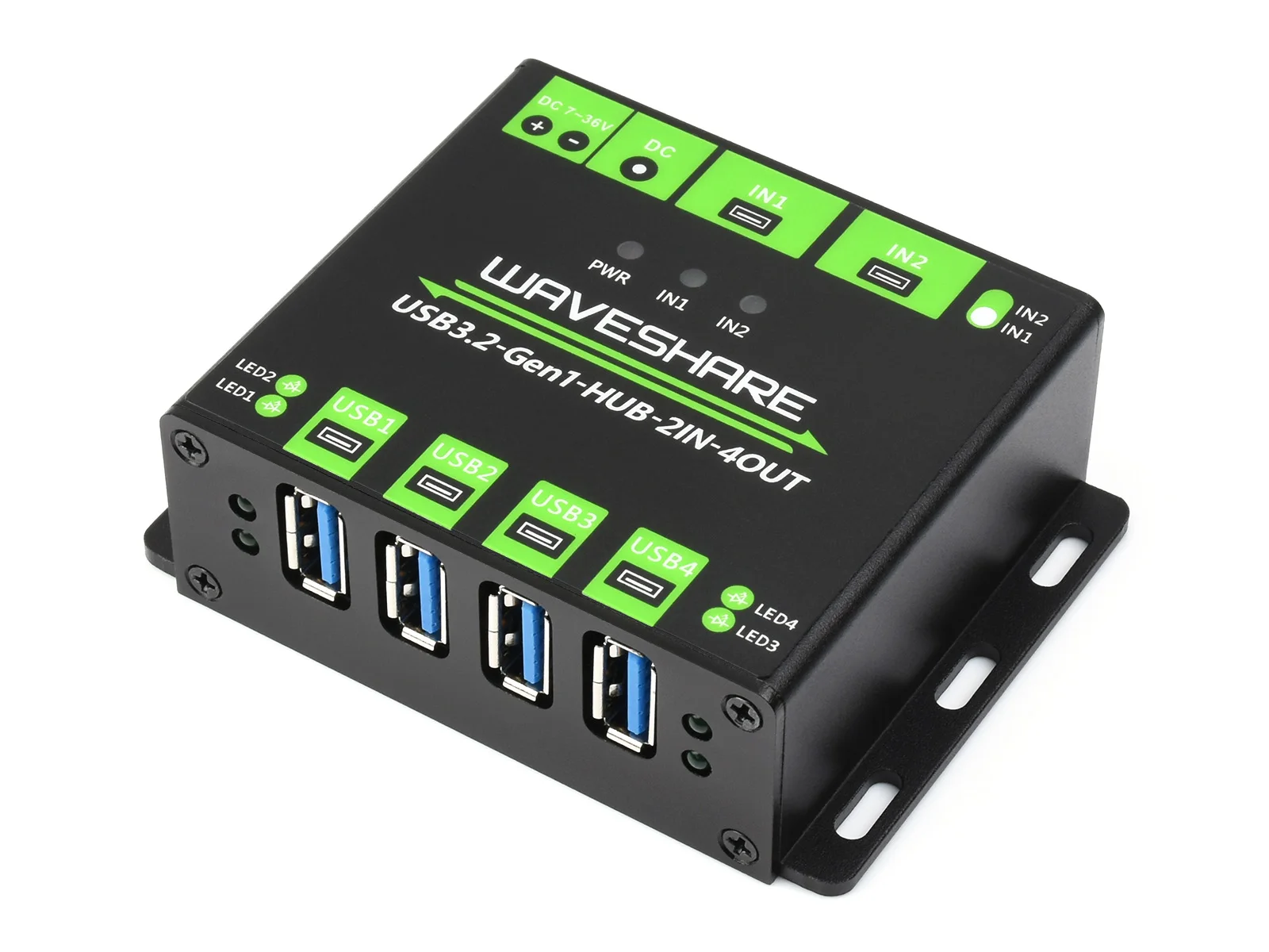 USB3.2-Gen1-HUB-2IN-4OUT,Industrial grade USB HUB, Extending 4x USB 3.2 Ports, Switchable dual hosts, Multi Protections