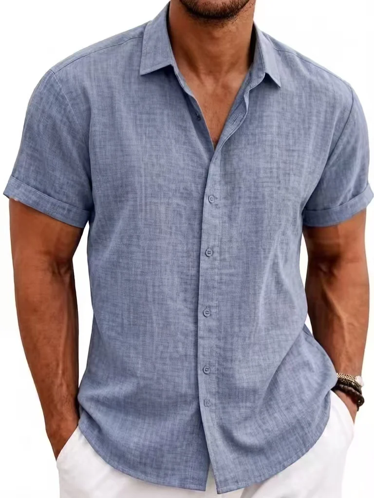 

Men's Hawaiian Short-Sleeve Shirt, Breathable Tropical Print Collared Shirt, Cool Summer Vacation Shirt