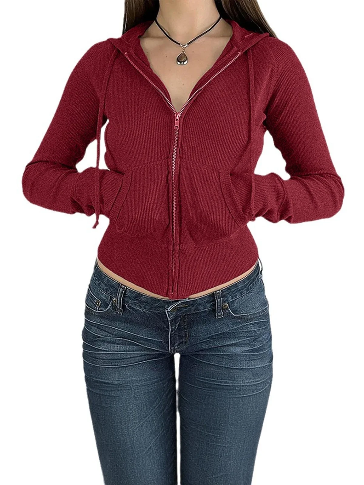 

Женская модная верхняя одежда: приталенный кардиган-худи на молнии, укороченное пальто из полиэстера с длинными рукавами, однотонное