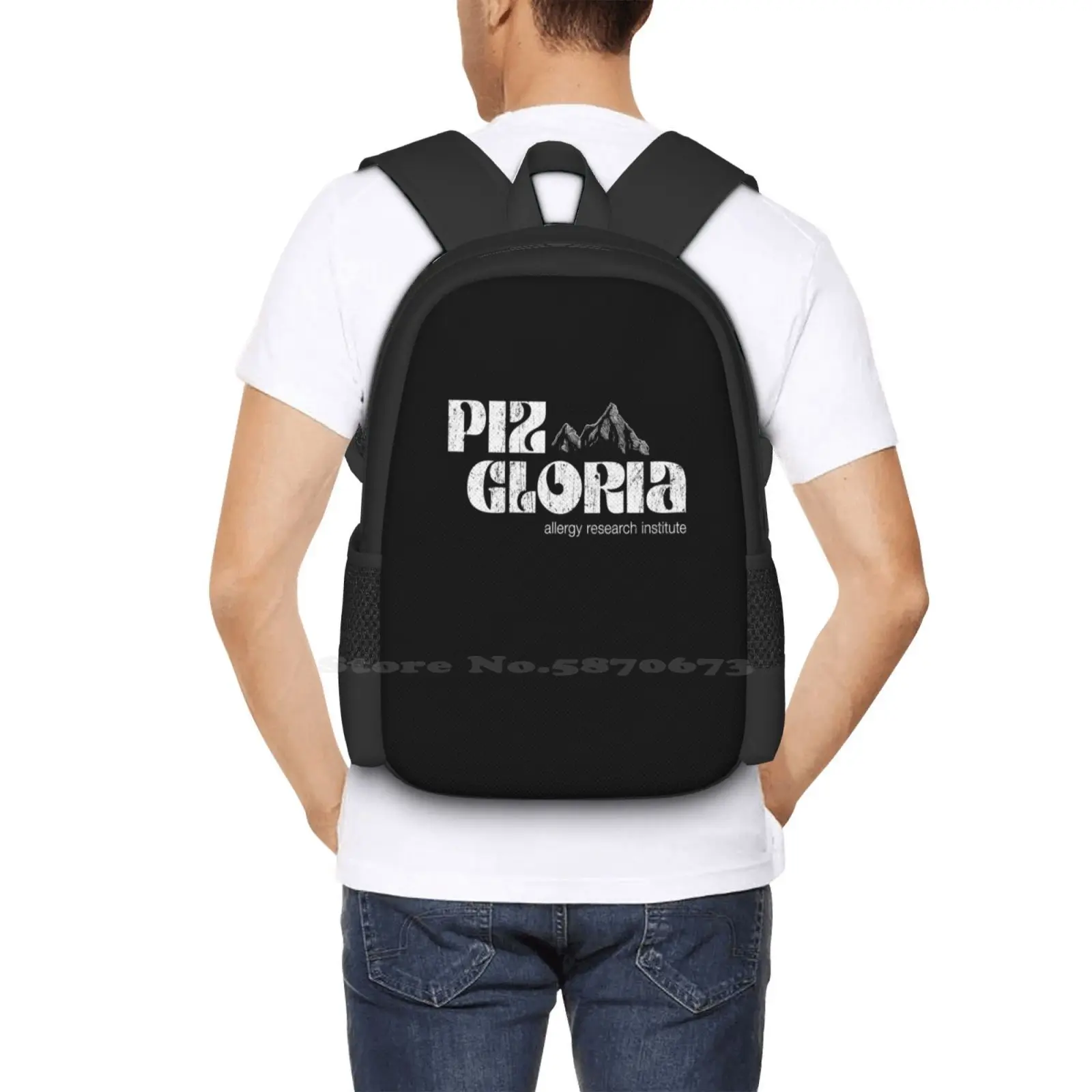 Essential Piz Gloria Allergies Rearch Institute ( Worn Look ) Pattern Design Bagpack School Bags Essential Piz Gloria Allergies