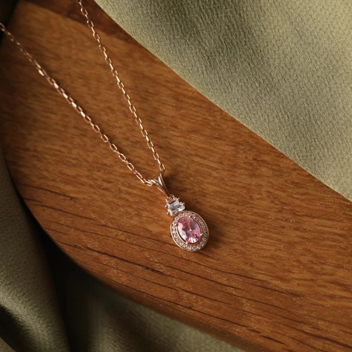 

Minimalism 925 Silver Oval Pink Tourmaline Pendant With Chain Sweet Hot Pink Natural Gemstone Necklace Solitaire Fine Jewelry