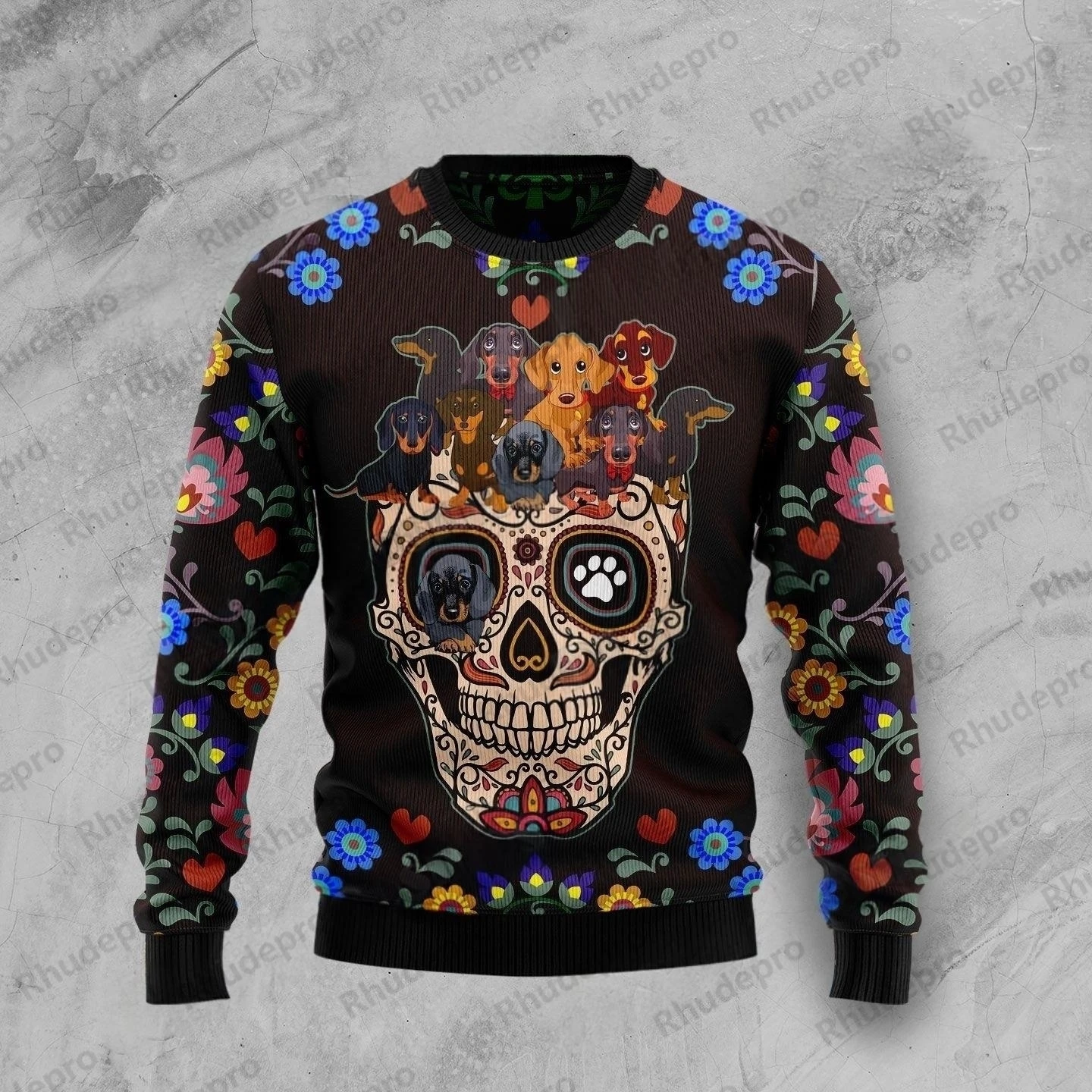 PLstar Cosmos Fire Skull Halloween 3D Printed Men's Ugly Christmas Sweater Winter Unisex Casual Knit Pullover Sweater