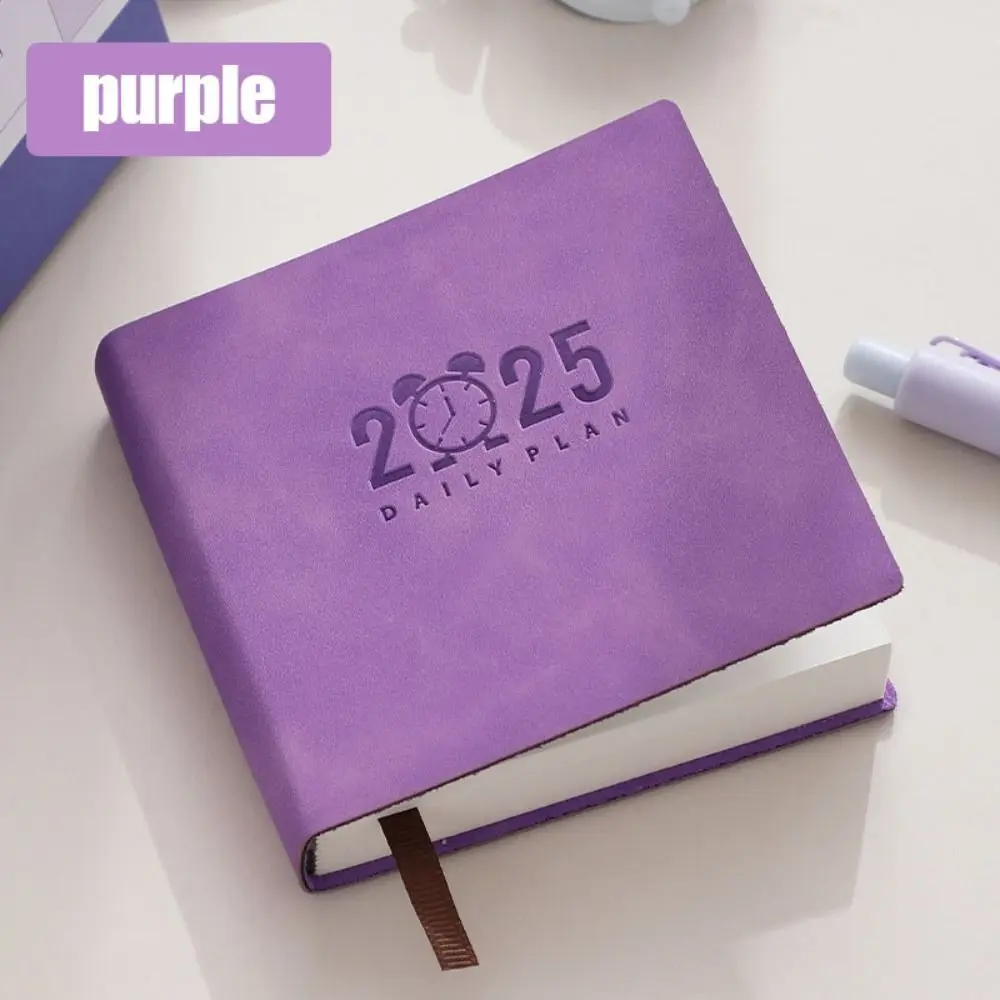 Portable Mini 2025 Notebook Time Management Efficiency Pocket Schedule Book Square PU Leather Daily Planner School