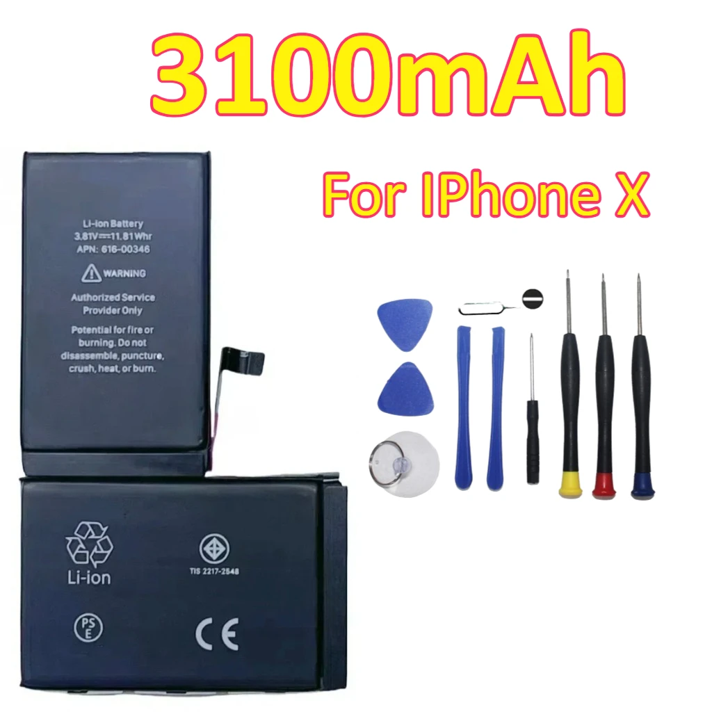 3100mAh 3500mAh 3300mAh 3600mAh Replacement Battery For IPhone X XR XS XS Max Mobile Phone Battery +Tools