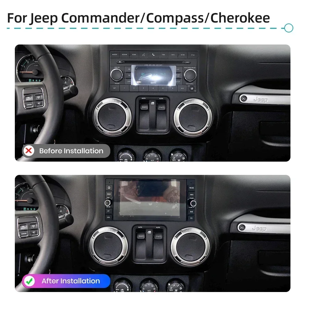 Android 13 Car Radio GPS Navigation CarPlay 4G WiFi Stereo Multimedia Player For Jeep Commander Compass Grand Cherokee Wrangler