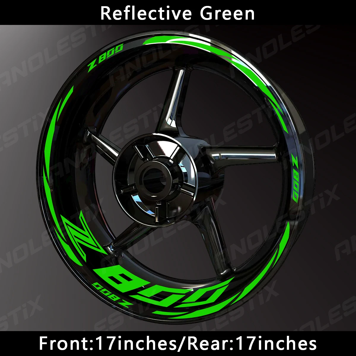 AnoleStix-Reflective Adesivo Da Roda Da Motocicleta, Hub Decal, Rim Stripe Tape para Kawasaki Z800