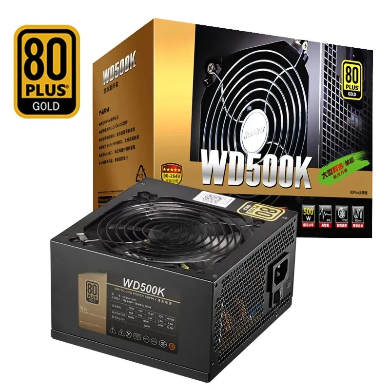 WD500K 500W Computer Power Supply (80PLUS Gold/Single 40A/Full Voltage/LLC+SR+DC-DC/Smart Temperature Control/