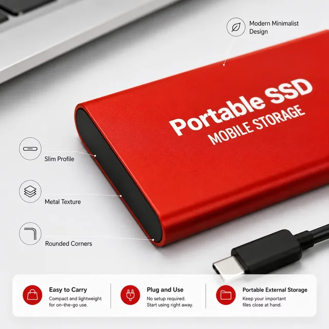 1TB External SSD Portable Hard Drive USB 3.0 Type-C Fast Storage Plug Play for Laptop Mac PC Student Daily Use 3
