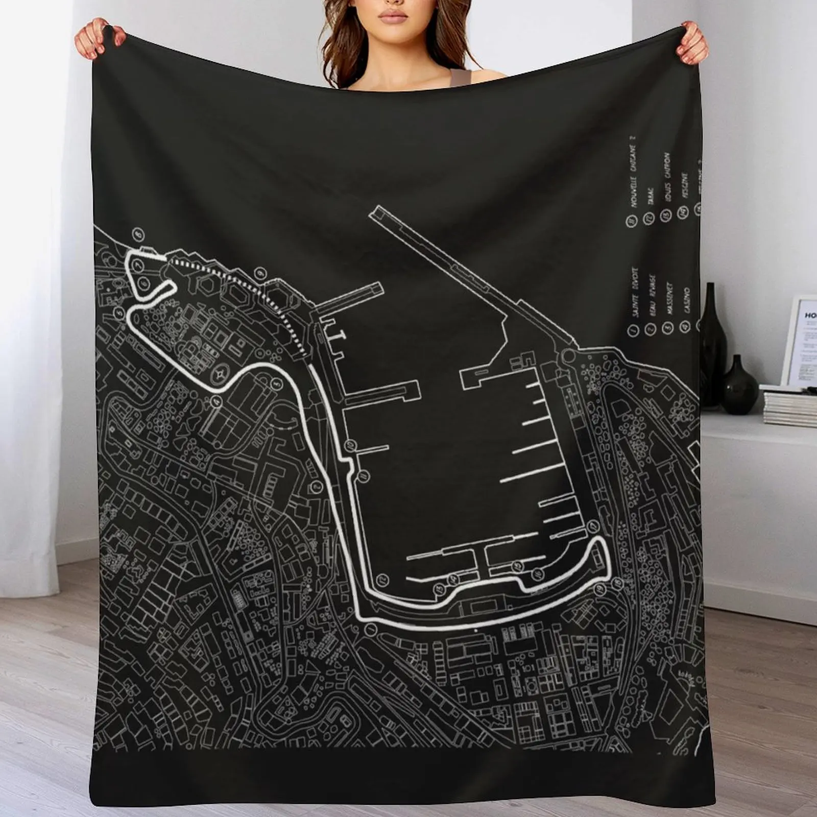 Monaco Grand Prix (White Stencil - No Background) Throw Blanket Summer Beddings funny gift Soft Soft Beds Blankets