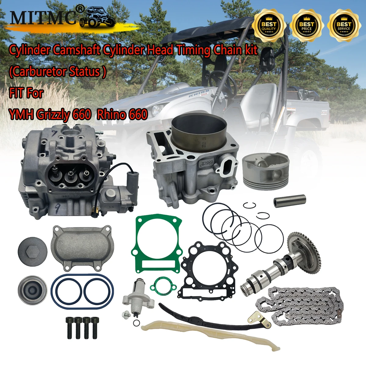 Cylinder Head Camshaft Timing Chain kit (Carburetor Status ) For YMH Grizzly 660  Rhino 660 5KM-11310-00-00 5KM-11101-01-00