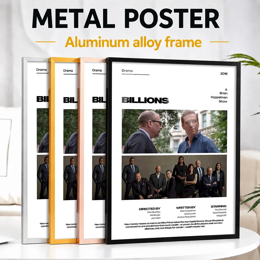 Billions TV Show Metal Poster With Aluminum Alloy Frame Personalized Photo Gritty Character Style Wall Art For Den Viewer Gift