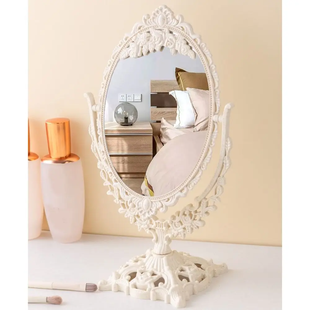 Retro Double-Sided Mirror Adjustable Double Sided Makeup Mirror High-Definition 360 Degree Rotation Desktop Mirror Home