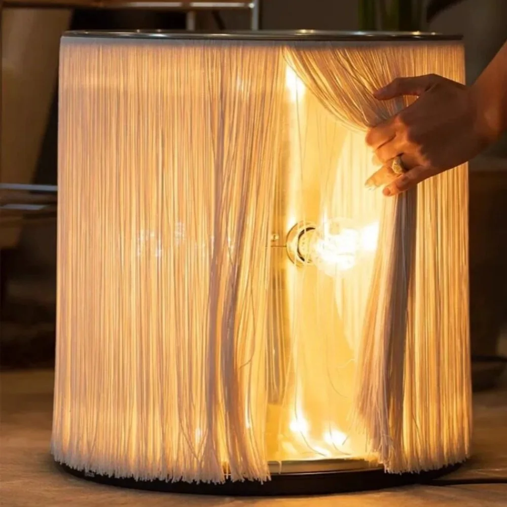 Modern Tassel Fringe Table Lamp with E27 Bulb for Living Room Bedroom Office Table Light Home Decor Indoor Lighting Fixture