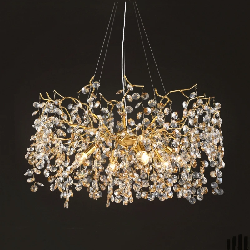 New Design Sunflower Crystal Pendant Chandelier for Living Dining Room Bedroom Idoor LED Lighting Lustre Luxury Suspension Lamp