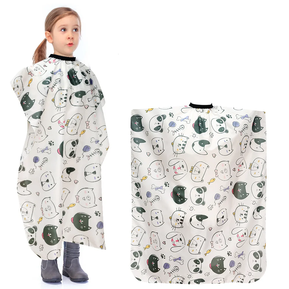 Customized Children's Cartoon Hairdressing Bib Logo Embroidered And Printed Unisex Non-stick Hair Salon Bib Hair Cutting Bib