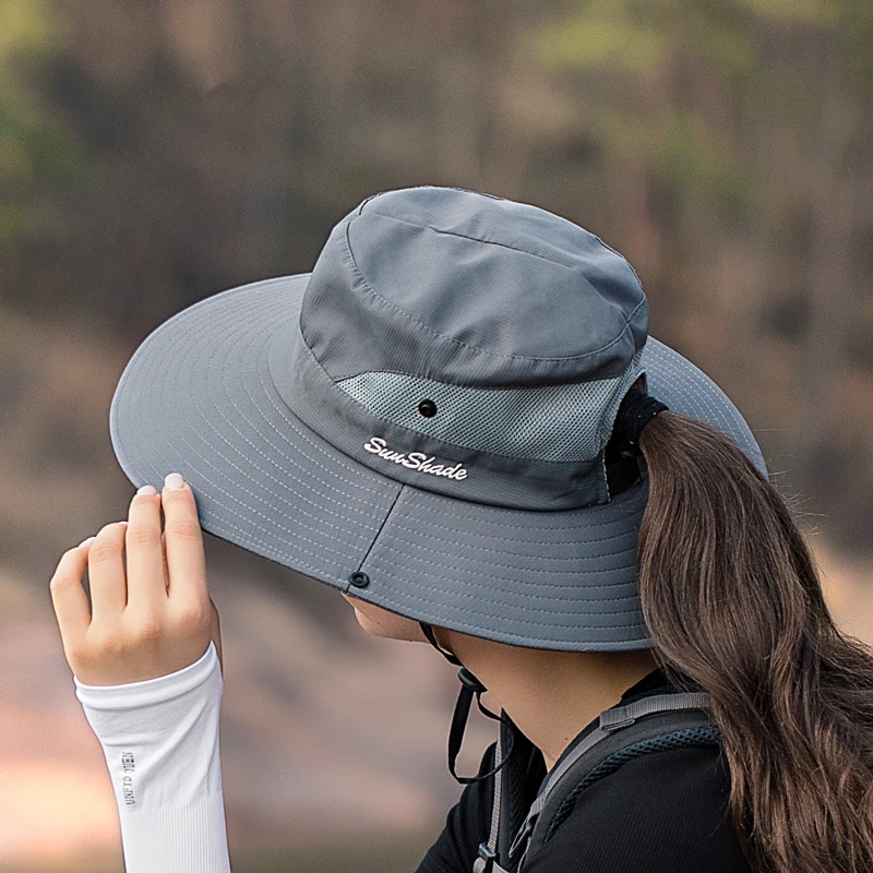 Summer outdoor sun hat, breathable sun hat, foldable sun hat, face mask hat, female ponytail hole fisherman hat