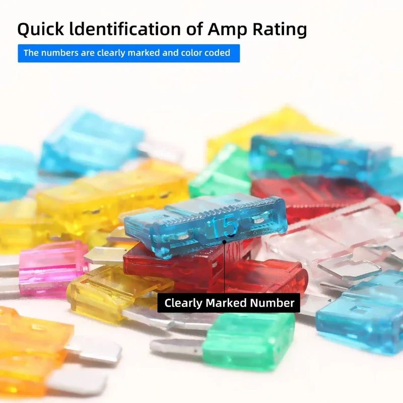 50Ps Profile Medium Size Blade Type Car Fuse Assortment 2.5 3 5 7.5 10 15 20 25 30 35A Fuse Set Auto Car Truck