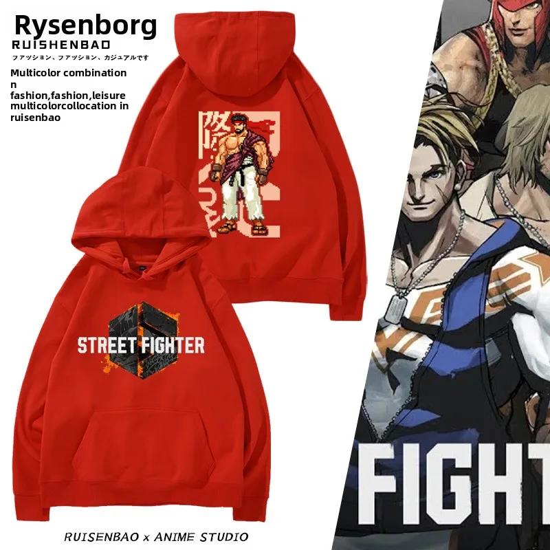 

Street Fighter 6, свободная толстовка с капюшоном для боевых игр, мужская повседневная уличная одежда на подкладке Fce, удобные спортивные штаны с принтом в стиле ретро Pixel Art...