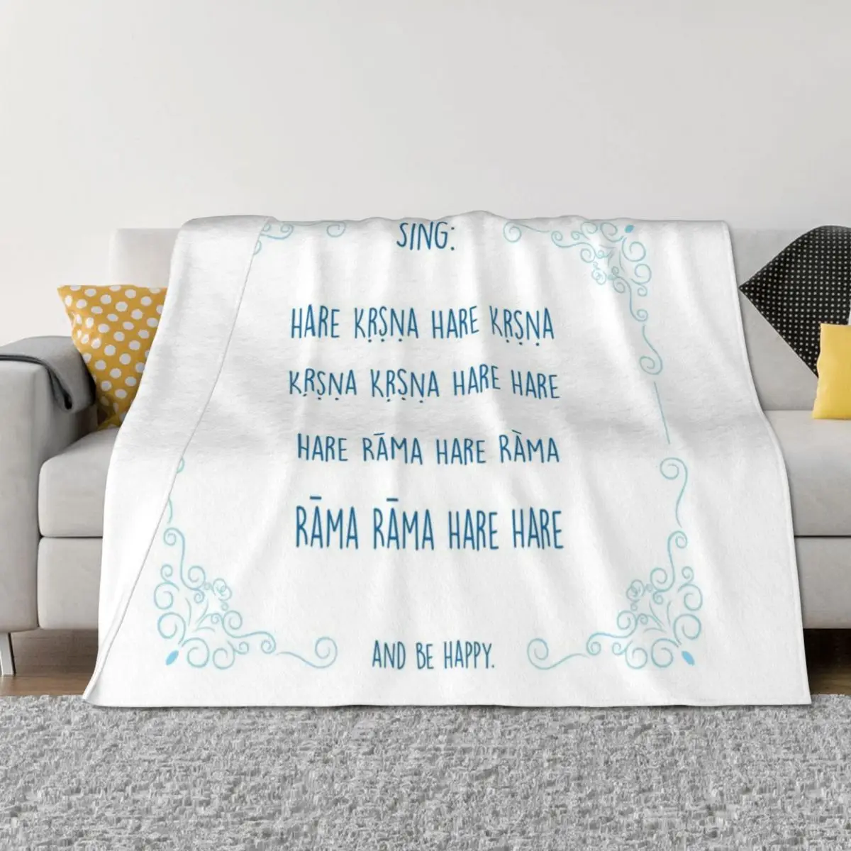 

Hare Krishna Movement Mantra Blue Throw Blanket christmas decoration Comforter blankets ands Blankets