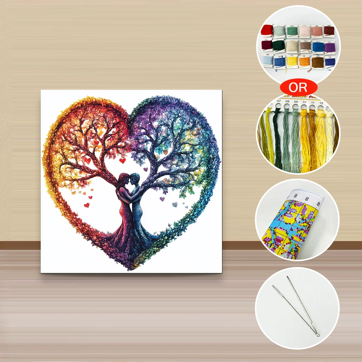 1 Stück 30x30 cm/11,8 Zoll, 11CT/14CT Kreuzstich-Set, DIY Valentinstagsgeschenk, Stickerei-Set für Feste, Porträts – Detail 4
