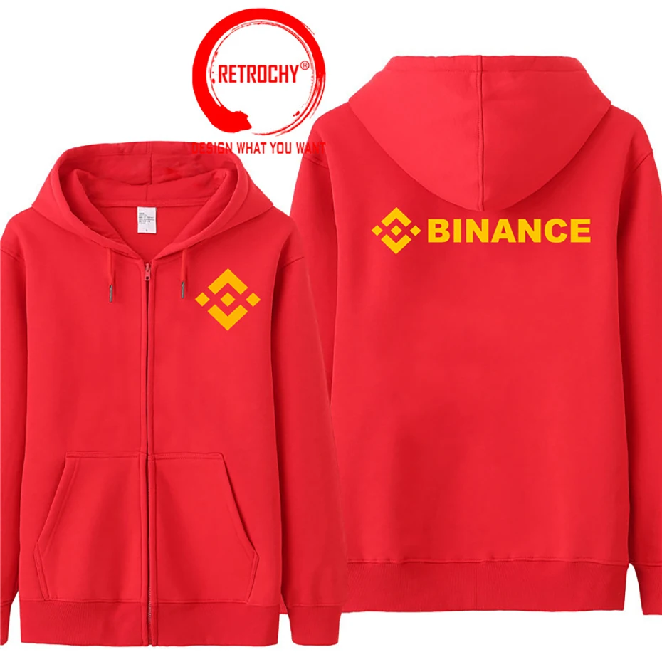 Men\'s Binance Exchange Coin Crypto Casual Zipper Hoodies Sweatshirts Hooded Pocket Jacket Mens Sport Outwear Binance Logo Hoodie