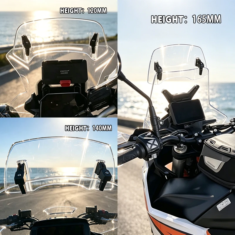 Universelle Motorrad-Windschutzscheibenverlängerung, verstellbarer Spoiler, Windschutzscheiben-Deflektor zum Aufstecken für KAWASAKI, YAMAHA, HONDA, SUZUKI