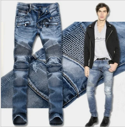 Jeans Heren Lange broek Denim broek Hoge taille Eenvoudige ritssluiting Casual Normaal Slim Fit Rechte broek Herfst Winter