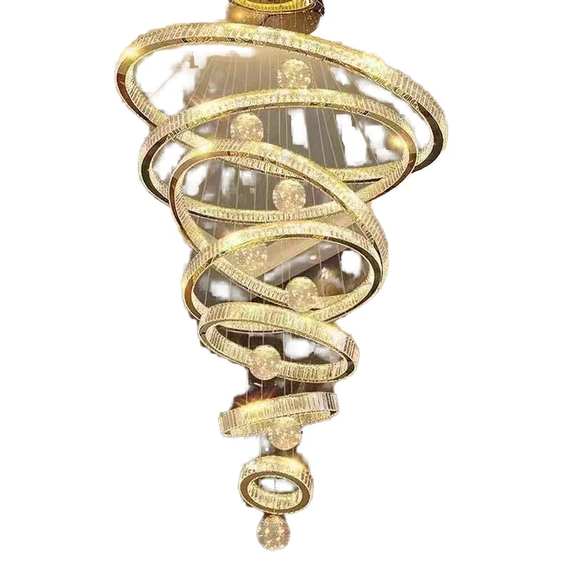 

Modern Luxury 6 Rings K9 Crystal Hanging Chandelier Ceiling Light Gold DIY Led Lamp Home Hotel Living Room Pendant Lights