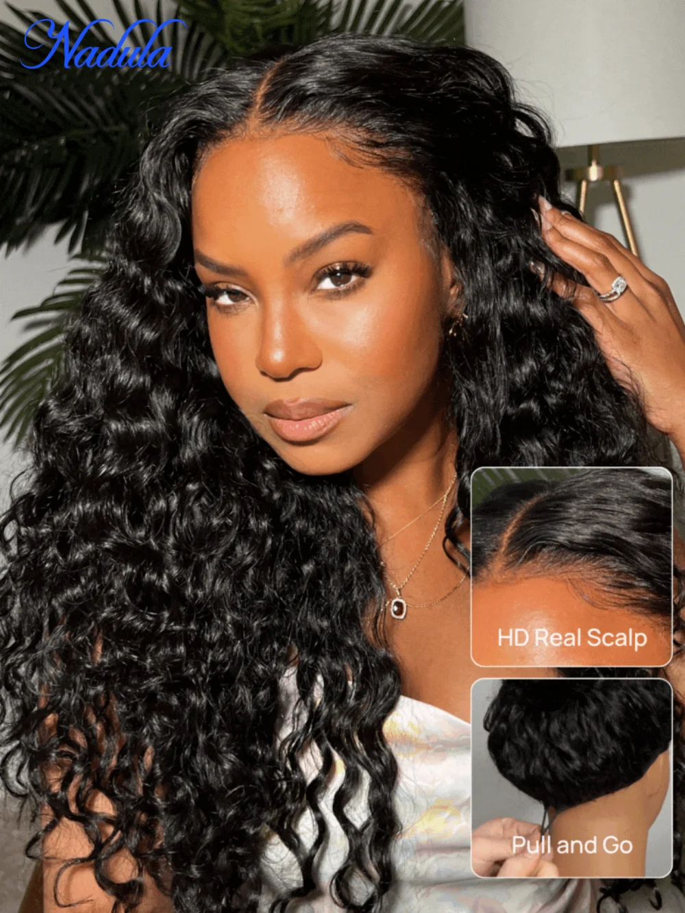 

Nadula 13x4 HD Real Scalp™ Water Wave Lace Frontal Wig Skin-melt HD Lace Human Hair Wigs with Invisi Drawstring Glueless Wigs