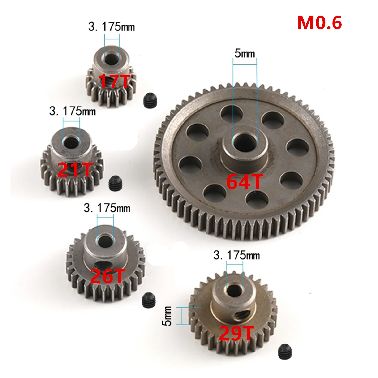 11184 Stahl Metall Stirnrad 64T 17T 21T 26T 29T Metall Motor Getriebe für Redcat EPX HSP 1/10 Monster Truck 94111 RC Teile – Detail 1