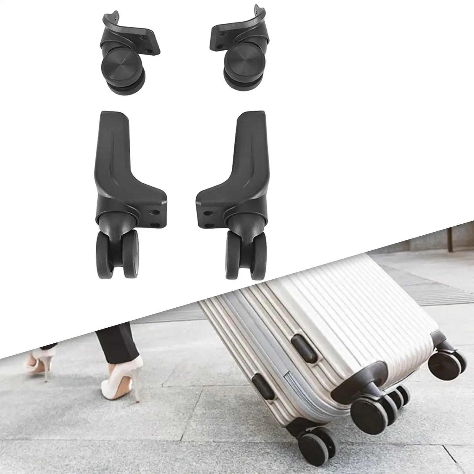 4 Pieces Replacement Luggage Suitcase Wheels Easy Installation Luggage Accessories Flexible Luggage Wheels Swivel Caster Wheels