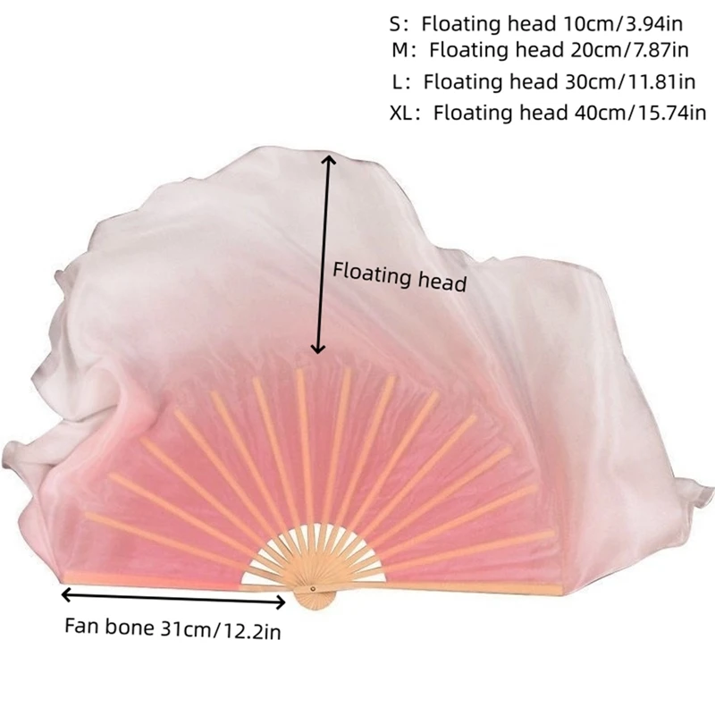 Long Imitated Silk Fans Chinese Classical Dance Fan Pink Big Folding Fan Square Dance Yangko Practice Fan 10cm-40cm Extended