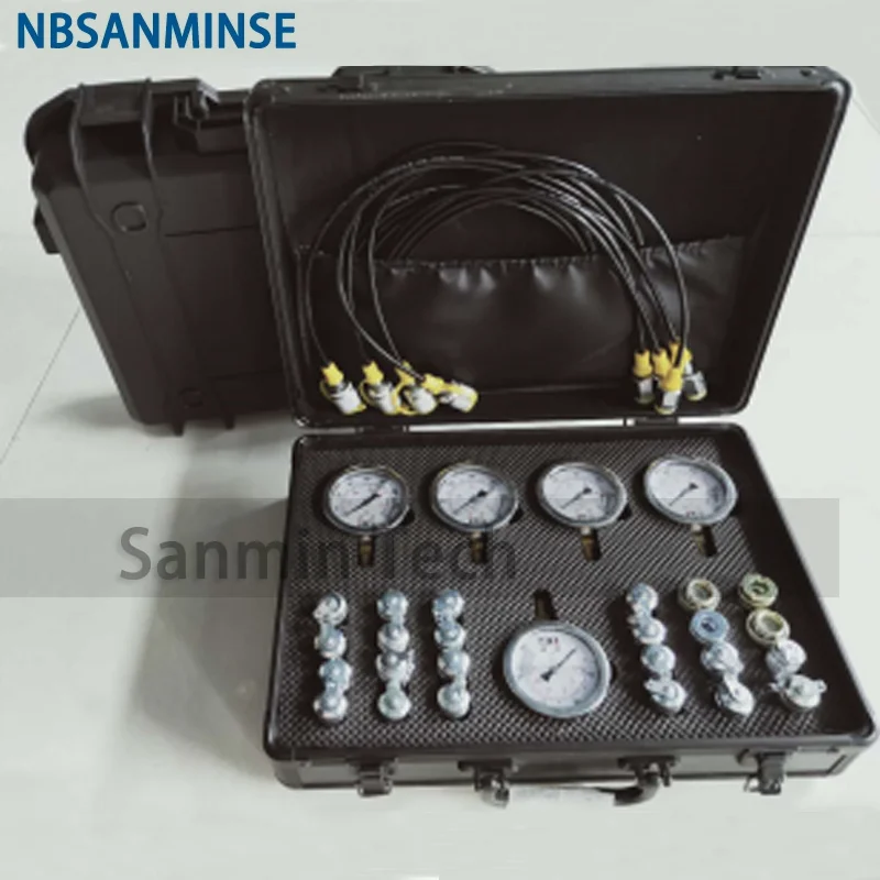 NBSANMINSE SMT10 고급 테스트 키트, 유압 산업 도구, 24 테스트 커플링, 5 압력 게이지, 63mm, 1, 5, 16, 40, 60MPa