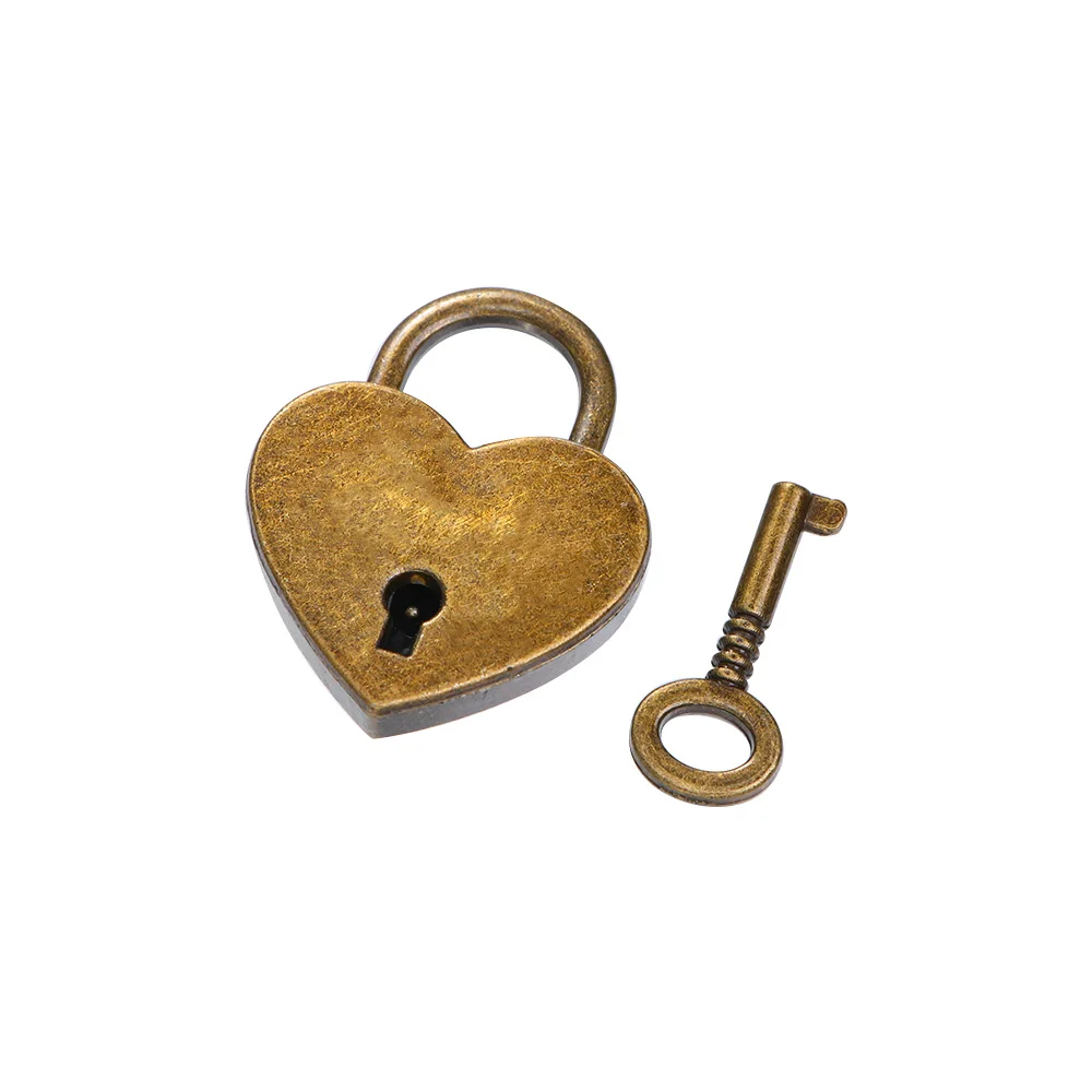 

Чемодан Шкатулка для драгоценностей для путешествий с ключом Мини-замки из цинкового сплава Замок с фурнитурой Love Heart Lock