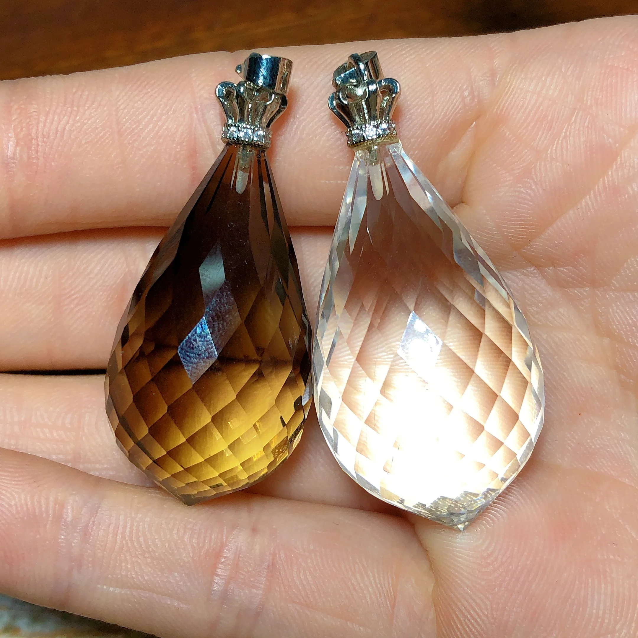 Natural Crystals Clear Quartz Smokey Pendent Faced Drop Flashy Jewelry Reiki Rainbow Home Decorations Mineral Energy Gift