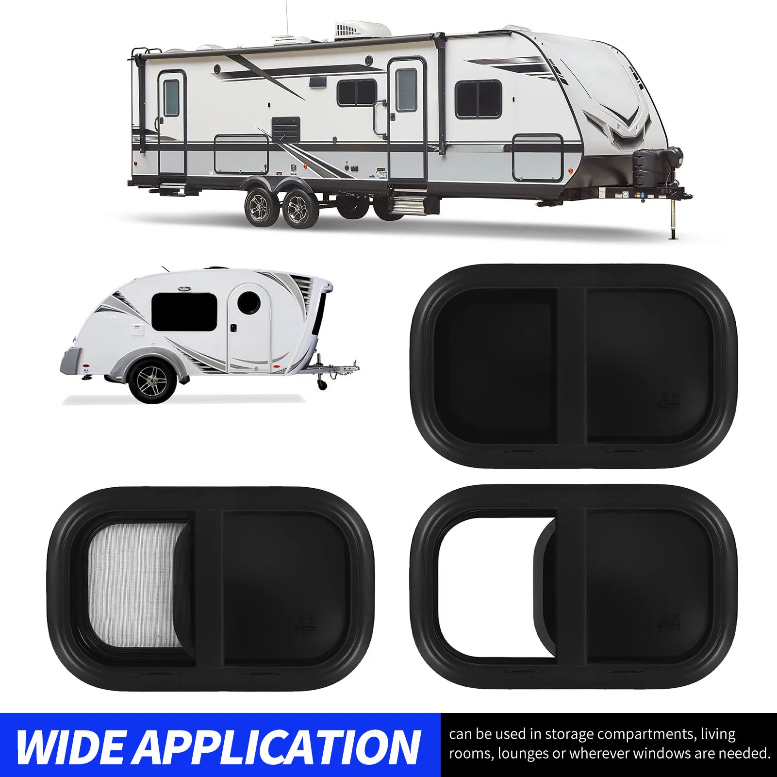 

RV Sliding Window L500 H300mm Tempered Glass UV Insect Screen for Trailer Trailer Slide Window