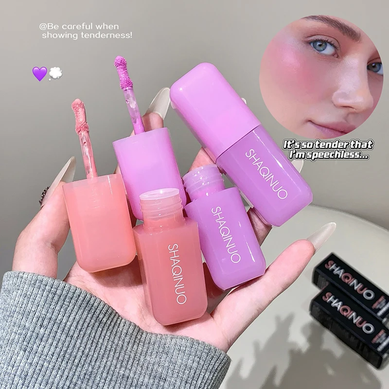 Soft Matte Liquid Blush SHAQINUO Makeup Waterproof Brighten Natural Rouge Peach Pink Violet Jelly Blusher Face Makeup Cosmetics