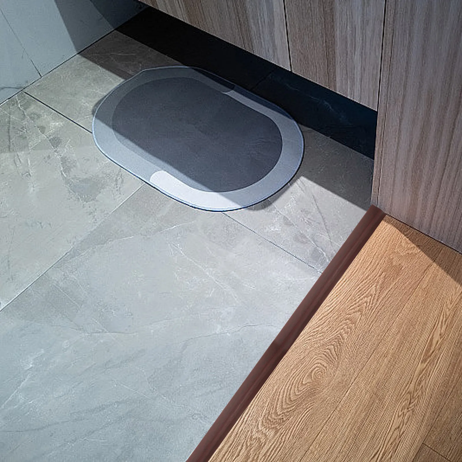 

Self Adhesive Floor Transition Strip 5mm PVC Vinyl Wear Resistant Easy Install for Carpet Tiles Doorway Laminate Bar