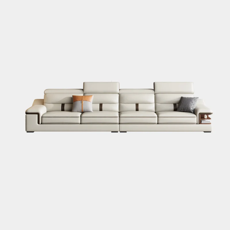 #Modern Italian L-Shape Leather Sofa Set Luxury Villa Applicable Simple Living Room Combination Function Sponge Filling Material