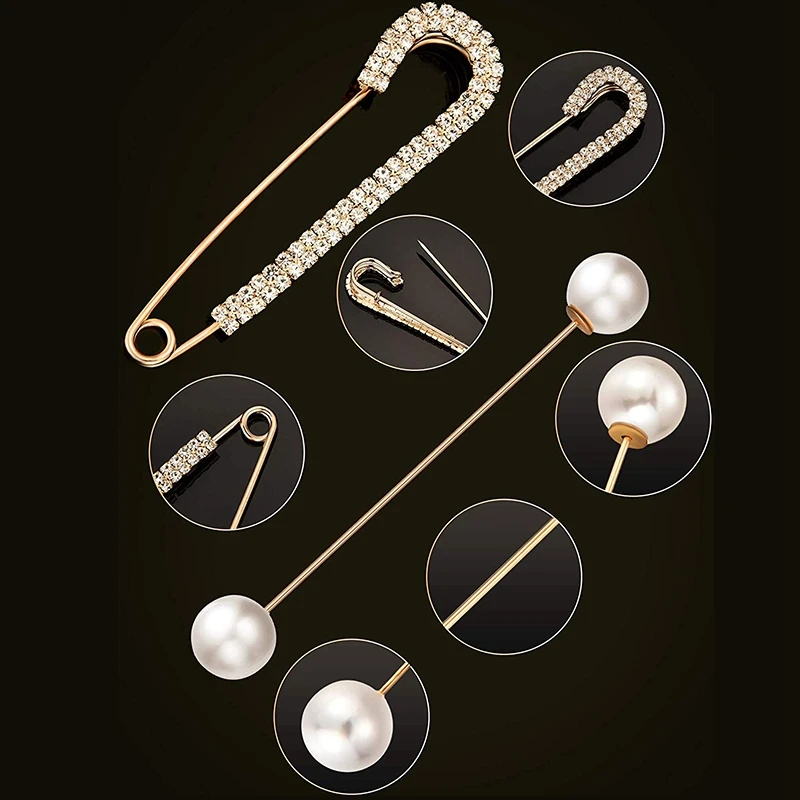 CXZD-6 Pieces Sweater Shawl Clips Set, Include Faux Pearl Brooch Pins