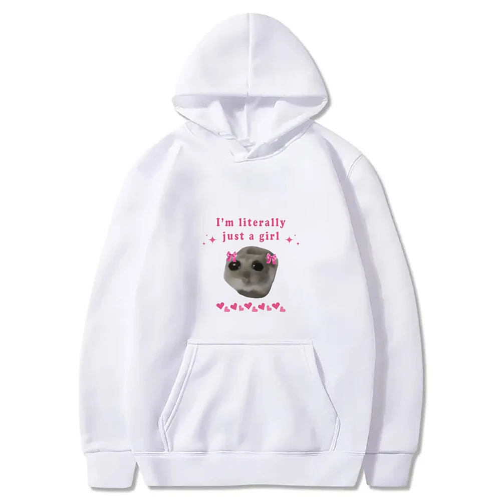 Autunno new sad hamster expression sono solo una ragazza hip hop street casual print felpa con cappuccio da donna fashion felpa con cappuccio allentata